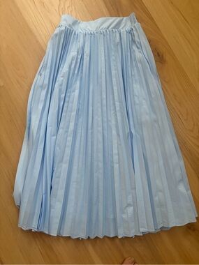 Current Air Light Blue Pleated Midi Skirt